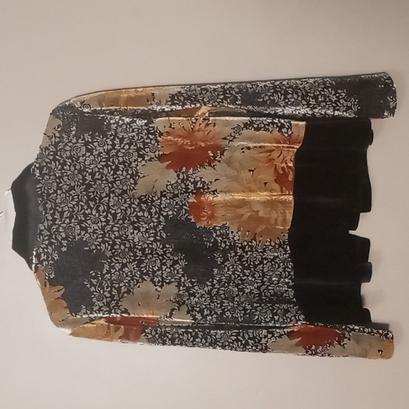 K Studio Dark Flowered Single Button Jacket Size 16 - Picture 2 of 8